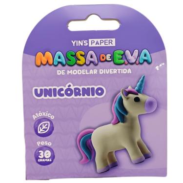 Imagem de Massinha para Modelar Escolar Yins Brasil YP7869 Eva Unicórnio Não Tóxica Textura Macia 4 Unidades Coloridas