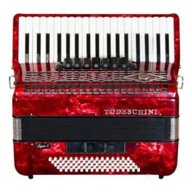 Imagem de Acordeon Todeschini 80 Baixos 37 Teclas YW870 Vermelho Com Bag