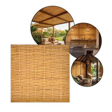 Imagem de Esteira Bambu Forro Casca 1x1,5m Trama Simples Placa Pergolado Teto Parede Decoração Natural Casa