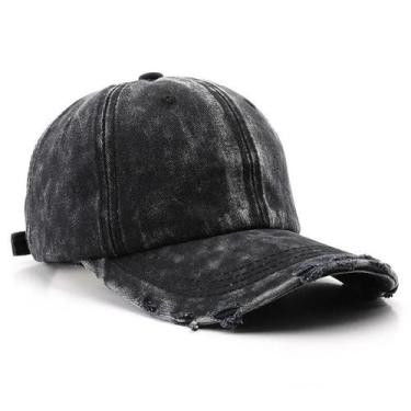 Imagem de Boné Trucker Y2K Unissex De Algodão Jeans Lavado Tie-Dye Yabi Com Fech