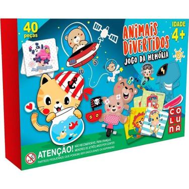 Imagem de Jogo da Memória Animais Divertidos 40 Peças Estimula Memória e Concentração Coluna
