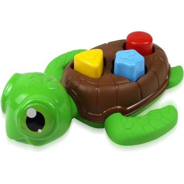 Imagem de Brinquedo Educativo Baby Tuguita Tartaruga com 3 Blocos Didáticos para Bebês a Partir de 6 Meses Maral