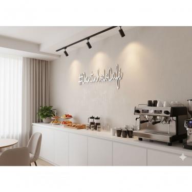 Imagem de Letreiro Decorativo Cantinho do Café Hasttag em MDF Corte a Laser 40x15cm Branco