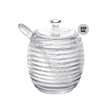 Imagem de Kit Manteigueira + Açucareiro Cristal de Chumbo com Colher e Tampa Colmeia para Mesa Transparente Lyor