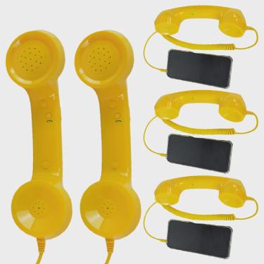 Imagem de Monofone Pop Phone Kit 5 Und Microfone Audio Atende Celular Telefone Chamadas Ligaçoes Pc Vintage Estilo Retro Portatil