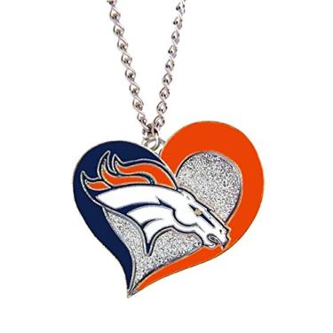 Imagem de Colar com pingente de coração NFL Swirl – Presente para mãe, esposa, irmã, filha, melhor amiga – para aniversários, aniversários e ocasiões especiais, Colar de coração NFL Swirl, Prata, Size 4