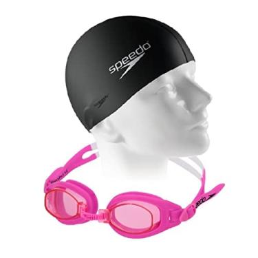 Imagem de Kit Natação Speedo Óculos Freestyle SLC + Touca Flat Silicone (óculos rosa)