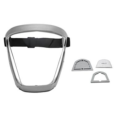 Imagem de Almencla Protetor facial completo leve gotículas Protetor de poeira anti-embaçante filtro transparente algodão para caminhada, CINZENTO