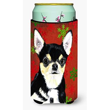 Imagem de Caroline's Treasures SC9439TBC Chihuahua vermelho e verde flocos de neve festividades Natal menino alto isolador de bebidas isolador de bebidas, menino alto, multicolorido