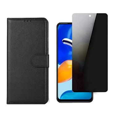 Imagem de Kit Capa Carteira Flip + Pelicula Privacidade Compatível Xiaomi Redmi Note 11S (Note 11s)