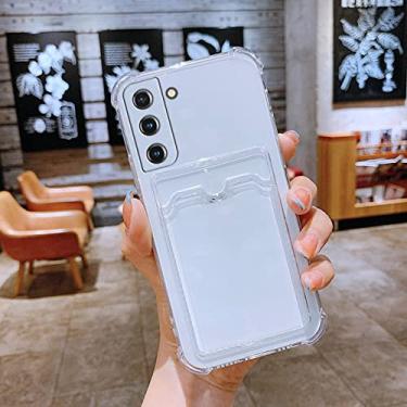Imagem de Capa de bolsa transparente para cartão com slot para samsung galaxy s21 s22 s20 s30 s10 plus a42 a52 a12 capa de carteira macia transparente à prova de choque, transparente, para samsung s22