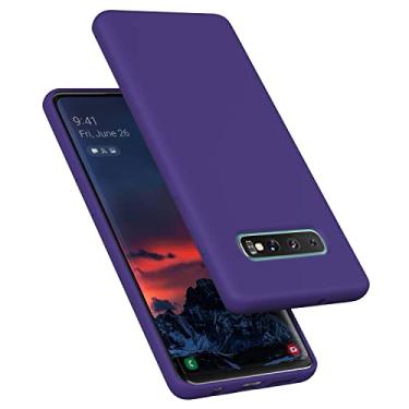 Imagem de E Segoi Capa projetada para Galaxy S10 Plus de 6,4 polegadas, S10+ capa à prova de choque de borracha gel de silicone líquido à prova de choque almofada de forro de pano de microfibra macia compatível