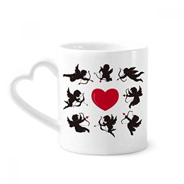 Imagem de Caneca com estampa de coração vermelho anjo cupido coração copo de café cerâmica copo de coração