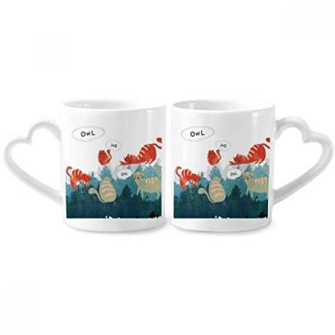 Imagem de Conjunto de canecas de porcelana para amantes de animais de estimação de gato coruja falante protege o animal amante de animais de estimação conjunto de canecas