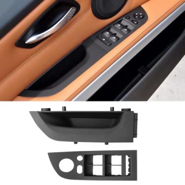 Imagem de Jaronx Compatível com BMW Série 3 E90/E91 maçaneta lateral do motorista 2004-2007, tampa do painel de interruptor de janela, puxador de porta, apoio de braço lateral do motorista para 318i, 320i,