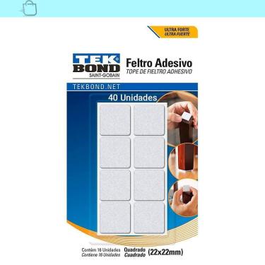 Imagem de Feltro Quadrado 22 mm Branco Cartela C/40 Unidades
