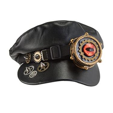 Imagem de Colaxi Steampunk Top Hats Chapéu Newsboy Head Wear Estilo Vintage Boné Motociclista Couro PU Cabbie Boné para Punk Cosplay Mago Feriado Festival de Halloween