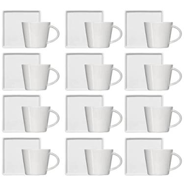 Imagem de Conjunto 12 Xícaras Café Chá Porcelana Branca 185ml Píres Quadrado Americana Germer