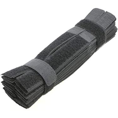 Imagem de Pasow 50 peças de abraçadeiras reutilizáveis de fixação de fio organizador de cordão suporte de corda de 18 cm (preto)