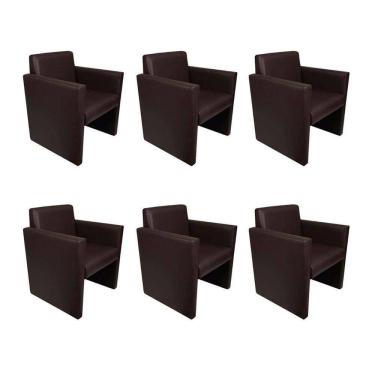 Imagem de Kit 6 Poltronas Nina Slim 1 Lugar Pé Fechado - Café - Cor: Marrom