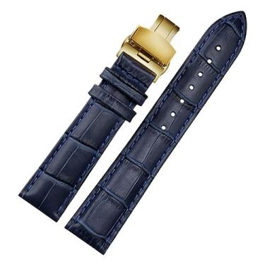 Imagem de DFAMIN 12 14 16 18 19 20 21 22 23mm Cor azul pulseira de couro genuíno pulseira de relógio masculino e feminino pulseira de relógio para cidadão Rossini pulseira de relógio (cor: azul