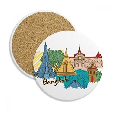 Imagem de Porta-copos de cerâmica Tailândia Bangkok com pedra de aquarela para caneca presente 2 peças