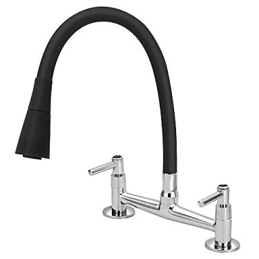 Imagem de Torneira Misturador Cozinha De Mesa Gourmet Duplo Jato 1/4v. Cor:Preto