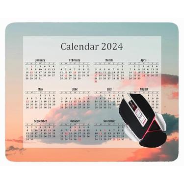 Imagem de YENDOSTEEN Mouse pad de calendário 2023 com design especial, estampa de flor vermelha, tulipa de flor de orvalho, antiderrapante, base de borracha, tipo 320