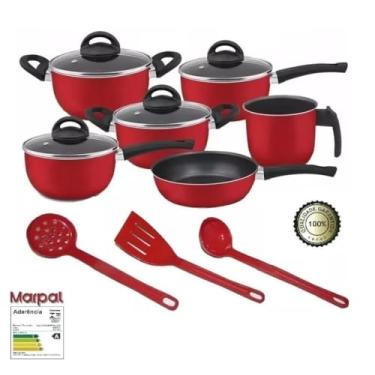 Imagem de CONJUNTO DE PANELAS TEFLON VERMELHO 06 PÇS MARPAL