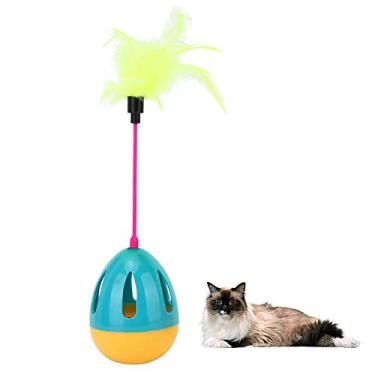 Imagem de Brinquedo de estimação, brinquedo de penas de gato PP, engraçado interativo para gato(Azul amarelo)