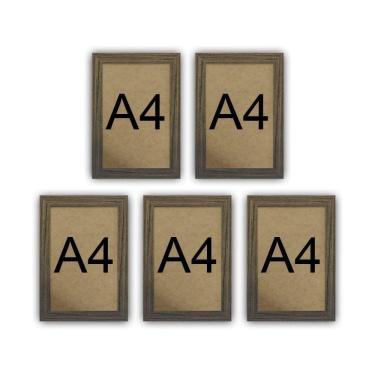 Imagem de Kit 5 Molduras Quadro Certificado Diploma A4 Com Fundo Mdf Titulos Moldura Madeira