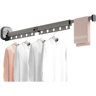 Imagem de Cabide para roupas com economia de espaço, cabide montado na parede, organizador de cabide para secagem de roupas por sucção, cabide para roupas de alumínio para banheiro, quarto/527 (Color : 1, Siz