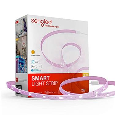 Imagem de Sengled Kit base Zigbee Smart Light Strip 2 m/6,56 pés, Voz compatível com Amazon Alexa, Google Assistant e SmartThings, Hub necessário, RGBW 2000-6500K regulável 1400 Lumens 18W extensível, branco