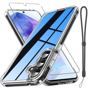 Imagem de Janmitta Capa para Samsung Galaxy A55 5G com película protetora, fina, transparente, resistente, rígida, com cordão, 2024, transparente