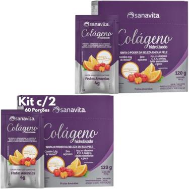Imagem de Colágeno Verisol Para Pele Cabelo e Unhas - Kit 2x Colágeno Hidrolisado Verisol Sanavita 60 sachês - Saúde da Pele Cabelo e Unhas (Kit 2x Frutas Amarelas)