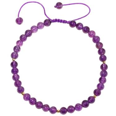 Imagem de Jewever Tornozeleira feminina de 6 mm Reiki semipreciosas e cristais com contas de energia espiritual, Pedra, Ametista