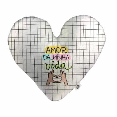 Imagem de Almofada Coração Pelúcia Amor da Minha Vida Namorados Tamanho:P