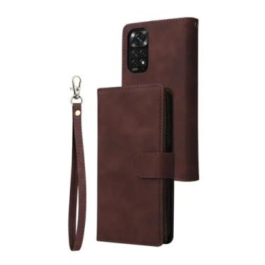 Imagem de Capa de telefone de couro com carteira com zíper para XiaoMi Note 13 12S 12 11 11S 10 10S 9S 9 8 7 Pro 13C 12C Capa multi cartão, café, para RedMi Note 11 Pro