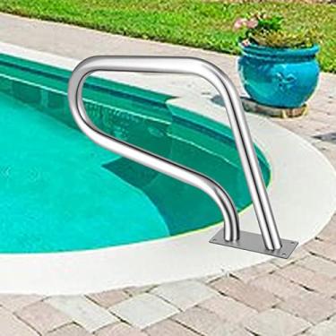 Imagem de Corrimão de piscina de aço inoxidável 304 com base de montagem fácil para piscinas internas/externas, corrimão durável à prova de ferrugem