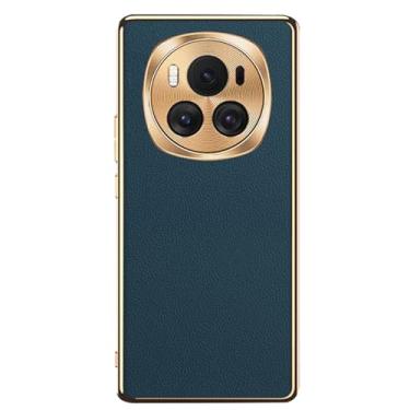 Imagem de LTLMYDAM Capa fina para Honor Magic 6 Pro/6, capa de negócios com textura de lichia, lente de revestimento de lente de proteção total, capa antiqueda, azul, 6