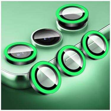 Imagem de Kucheed Protetor de lente de câmera luminoso para Samsung Galaxy A14/A24/A34/A54, protetor de tela de vidro temperado colorido noctilucente, alinhamento automático, anéis de liga de alumínio