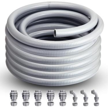 Imagem de AISIMEE Kit de Conduíte Elétrico Flexível Líquido de 0,9 cm (3/10.2 cm) 25 FT, Líquido Não Metálico Flexível Flexível com 5 Conexões Retas e 3 Conectores de Conduíte de 90 Graus