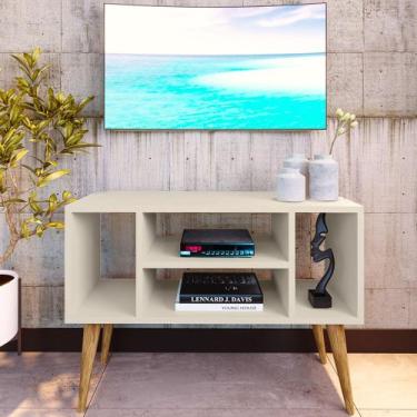 Imagem de Rack para Tv Paris com 4 Nichos com Pés Retrô - Off White - GABILITE