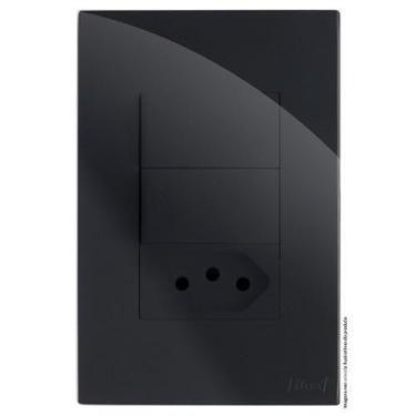 Imagem de Kit Interruptor Duplo Paralelo + Tomada 20A 4X2 Brg11327-1Bk - Blux Re