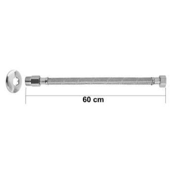 Imagem de LIGAÇÃO FLEXIVEL EM AÇO INOXIDAVEL 1/2 60CM - Blukit 250108, Cromado
