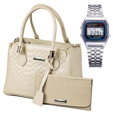 Imagem de Bolsa Feminina de Lado com Alça de Ombro Removível + Carteira de Mão L