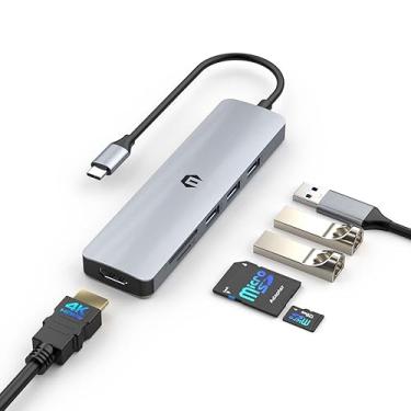 Imagem de TOTU Hub USB C 6 em 1, estação de ancoragem adaptador USB C multiportas com 4K HDMI, portas USB 3.0/2.0, leitor de cartão SD/TF, suporte para MacBook Pro Air, Surface Pro, iPad Pro