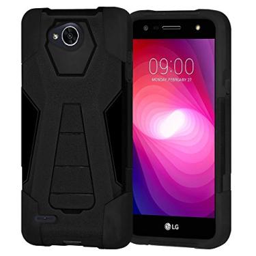 Imagem de AMZER Capa protetora fina de camada dupla híbrida com suporte macio para LG X Power 2, LG K10 Power - preta