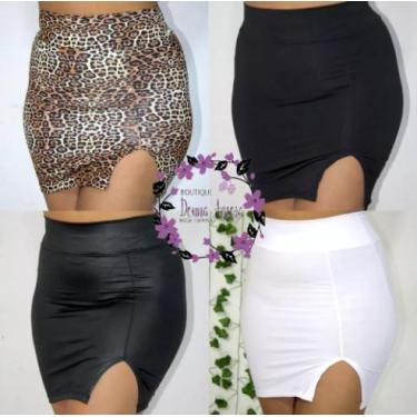 Imagem de Saia com fenda lateral, tecido suplex - BOUTIQUE DONNA AMORA, Onça, ÚN