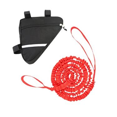 Imagem de Cinto de corda de reboque de bicicleta, corda de tração adequada para crianças MTB E-Bikes, cinto de tração portátil elástico reflexivo para pais e filhos com capacidade de carga de saco triangular